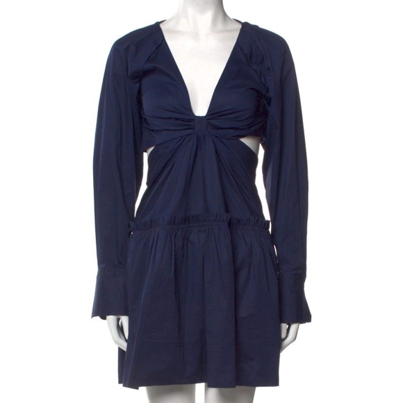 NWT Jason Wu Navy  Cutout Long Sleeve A-Line Mini Dress - Picture 1 of 14